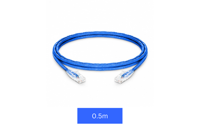 Patch lead, Cat6 with RJ45 connectors, 0.5m cable length, Blue