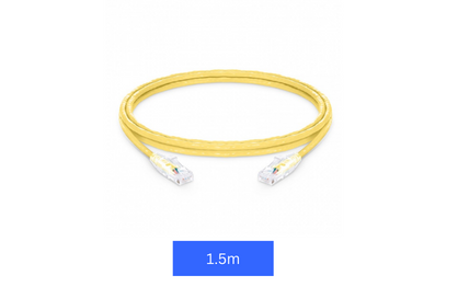 Patch lead, Cat6 with RJ45 connectors, 1.5m cable length, Yellow