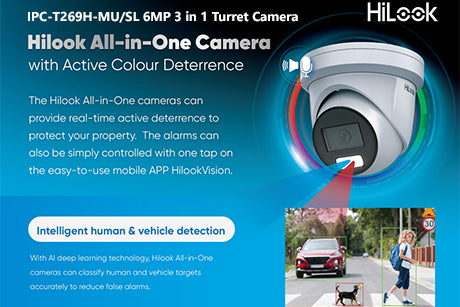 IPC-T269H-MU/SL (2.8mm)   HiLook 6MP 3 in 1 Network Turret Dome with Audio & AI