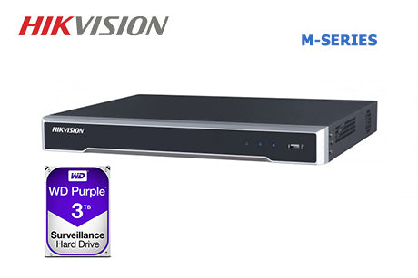 DS-7616NI-M2-16P-3TB    Hikvision 16ch M-Series PoE NVR, 256Mbps, 8K, 2 Bay, 1RU, 3TB