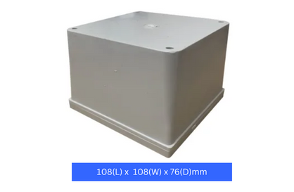 Plastic Enclosure, Grey, 108(L) x 108(W) x 76(D)mm (internal measurements), IP56, screw down lid.