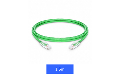 Patch lead, Cat6 with RJ45 connectors, 1.5m cable length, Green