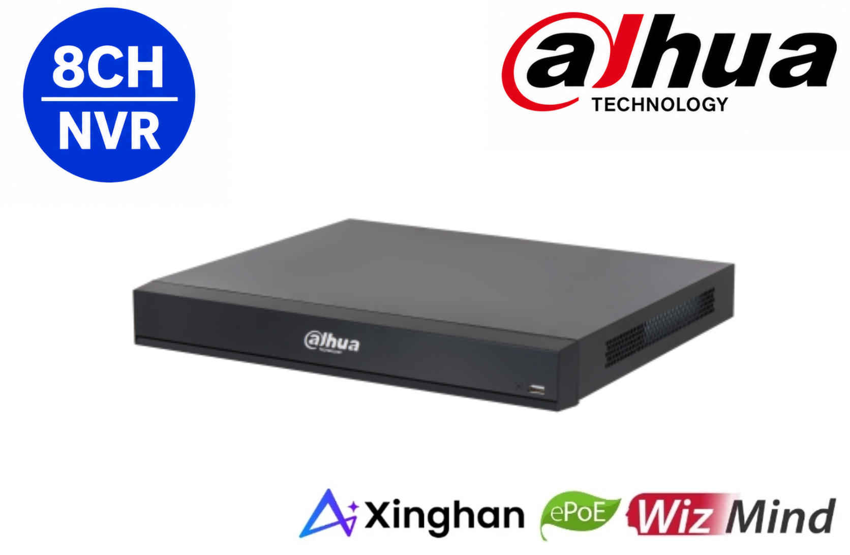 Dahua NVR5208-8P-AI/ANZ-PRO 8CH 1U 8PoE 2HDDs WizMind Network Video Recorder Includes WizSeek Search