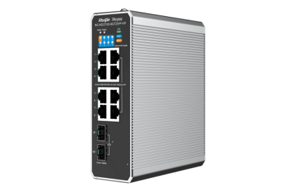 RG-NIS2100-8GT2SFP-HP, 10-Port Cloud Managed Industrial Switch, with 1 x PoE++ Port, 7 x PoE+ Ports, and 2 x SFP Uplink Ports