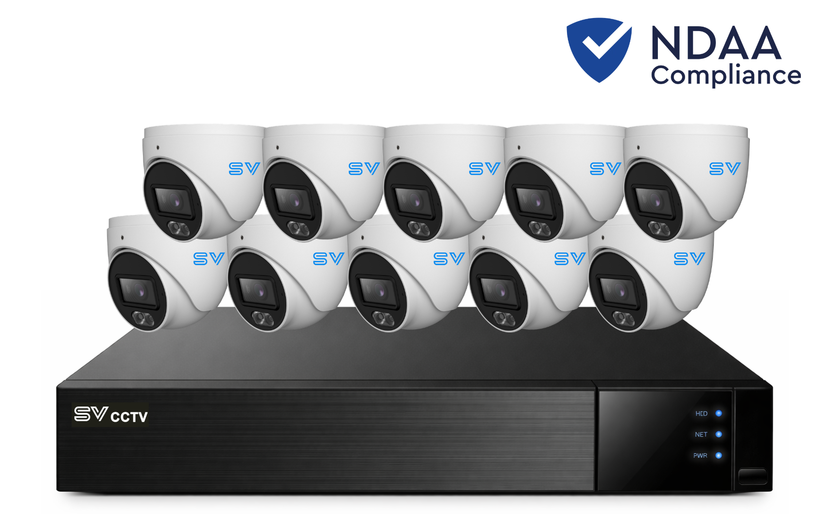 SV CCTV 16CH AI 8MP Kit - 10 x 8MP Turret Cameras with 16CH NVR (NDAA)