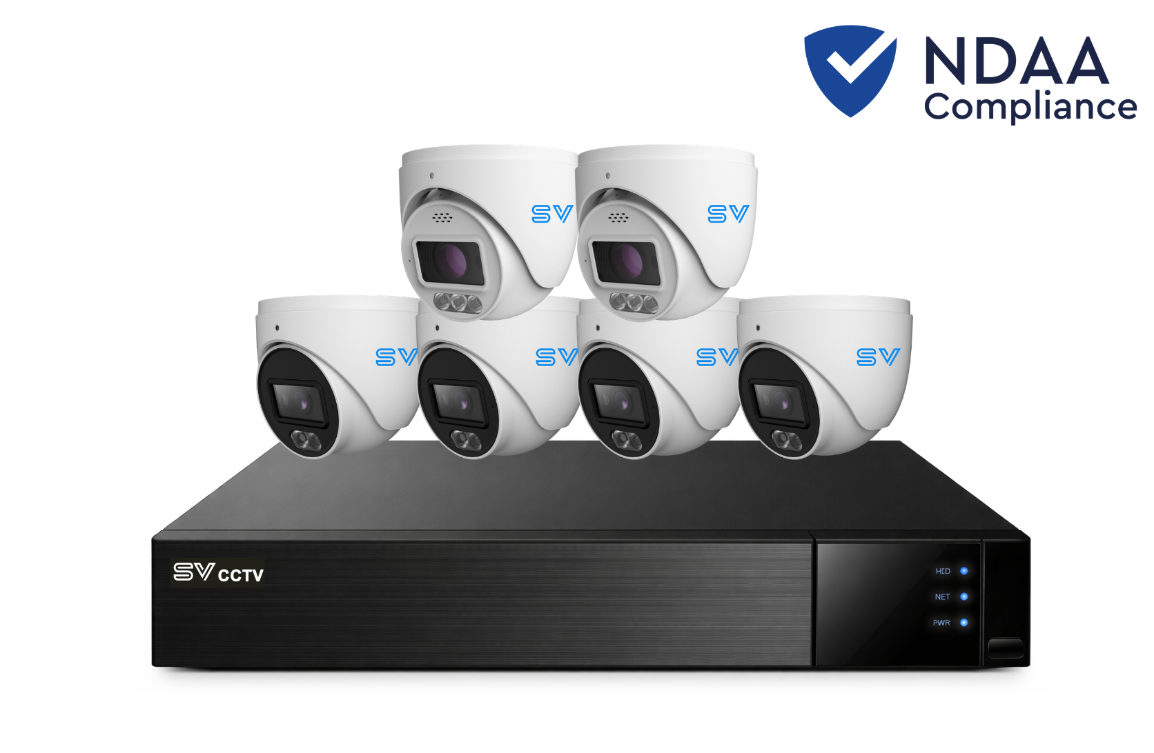 SV CCTV 8CH AI 8MP Kit - 2 x 8MP Active Deterrence + 4 x 8MP Turret Cameras with 8CH NVR (NDAA)