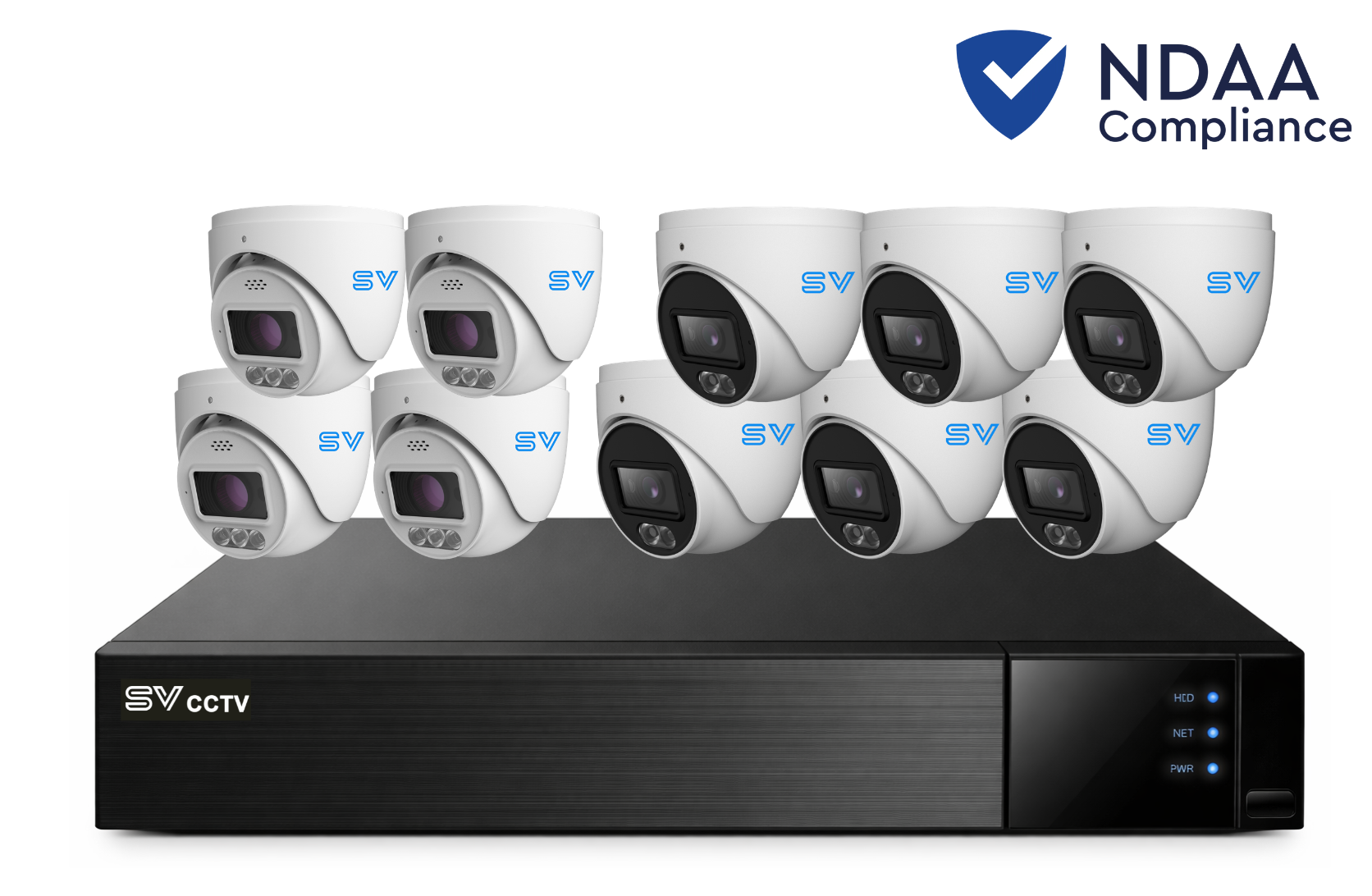 SV CCTV 16CH AI 8MP Kit - 4 x 8MP Active Deterrence + 6 x 8MP Turret Cameras with 16CH NVR (NDAA)