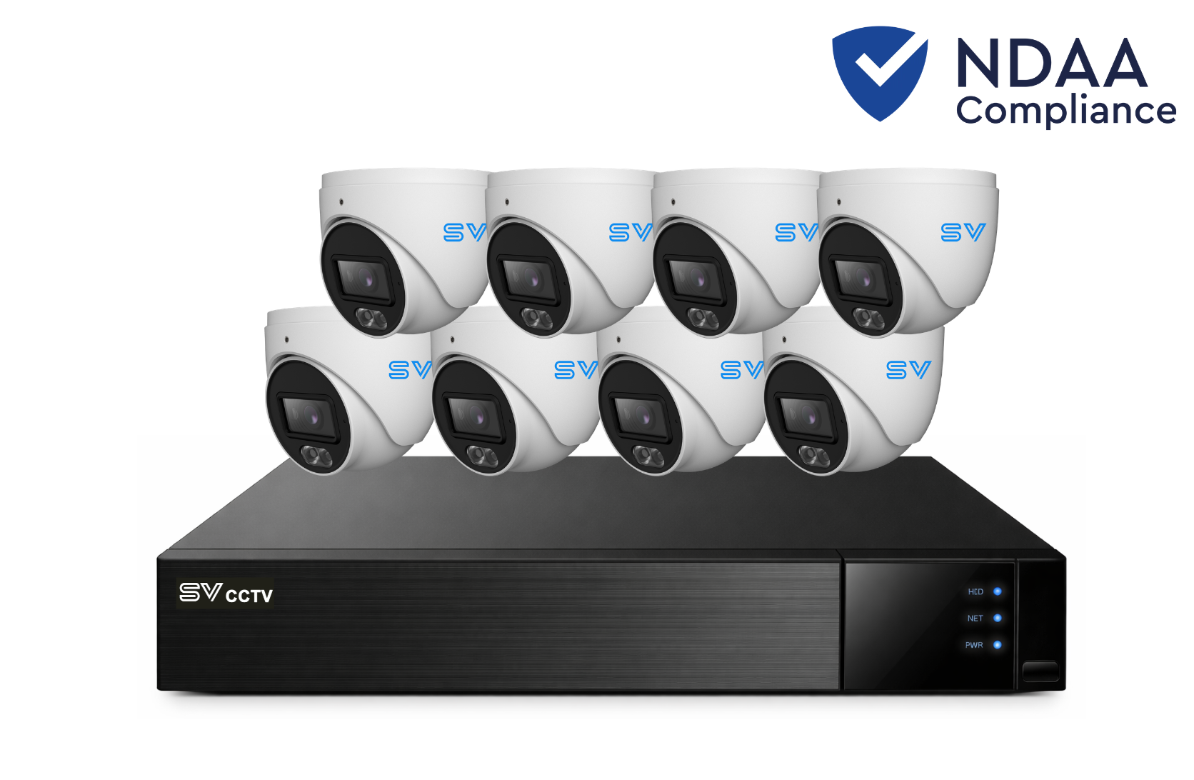 SV CCTV 8CH AI 6MP Kit - 8 x 6MP Turret Cameras with 8CH NVR (NDAA)