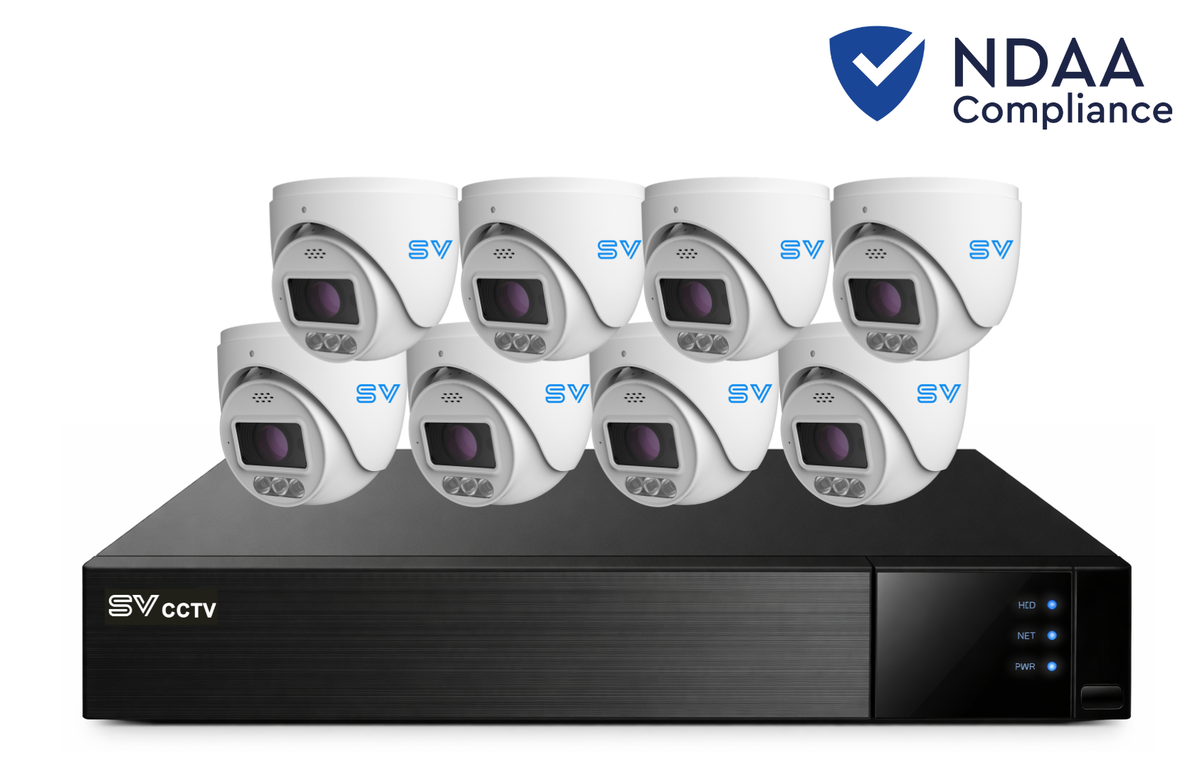 SV CCTV 16CH AI 8MP Kit - 8 x 8MP Active Deterrence Cameras with 16CH NVR (NDAA)
