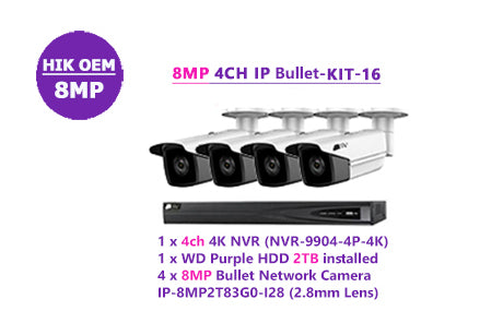 8MP 4CH IP Bullet-KIT-16