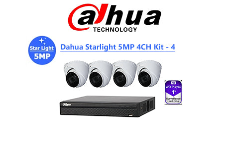 DAHUA Starlight 5MP 4CH IP TURRET KIT-4