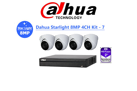 DAHUA Starlight 8MP 4CH IP TURRET KIT-7